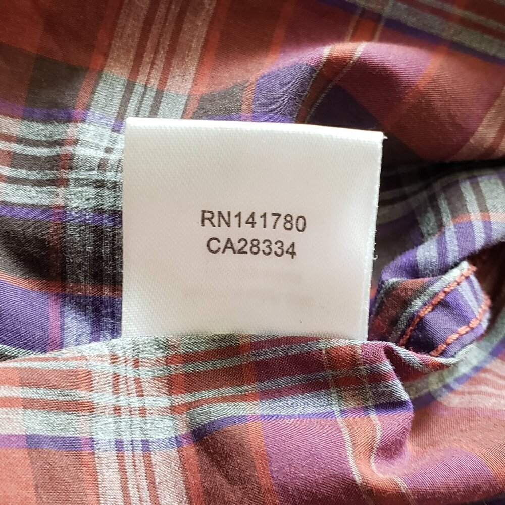 Bobby Jones - Mens Purple and Brown Plaid Cotton Shirt.  Size XL - Picture 7 of 8